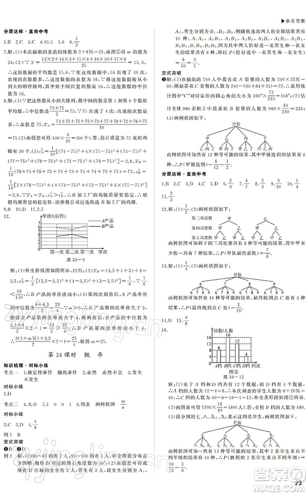 內(nèi)蒙古大學(xué)出版社2022超越中考九年級(jí)數(shù)學(xué)下冊(cè)人教版答案