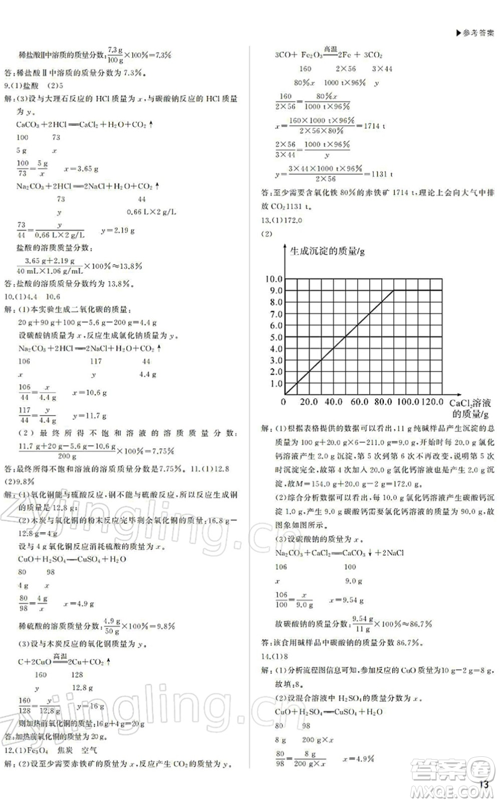 內(nèi)蒙古大學出版社2022超越中考九年級化學下冊人教版答案