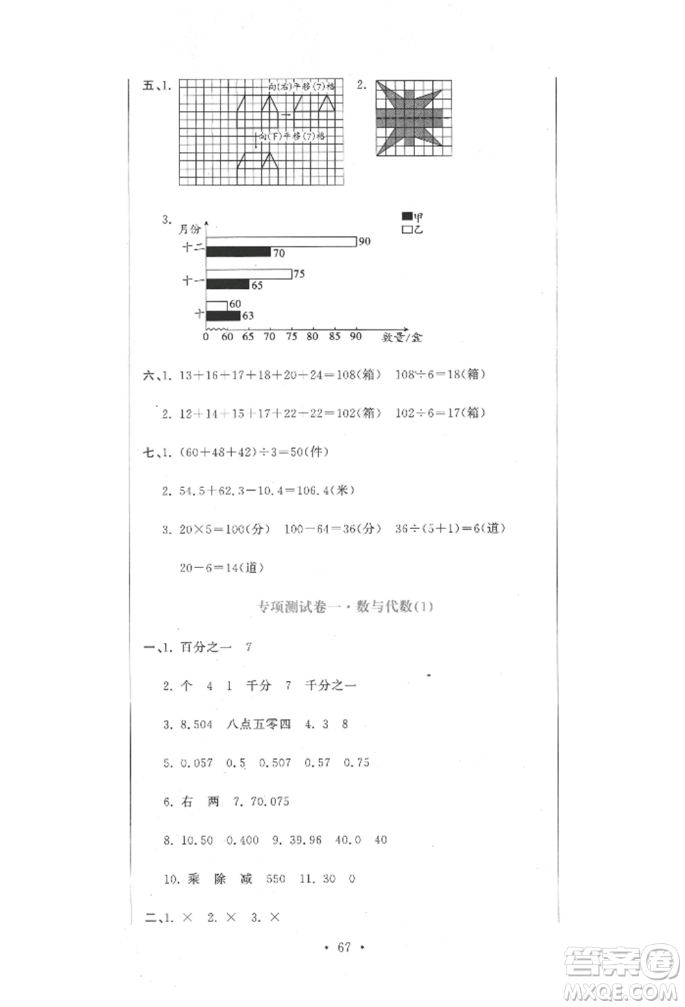 北京教育出版社2022提分教練優(yōu)學(xué)導(dǎo)練測試卷四年級下冊數(shù)學(xué)人教版參考答案