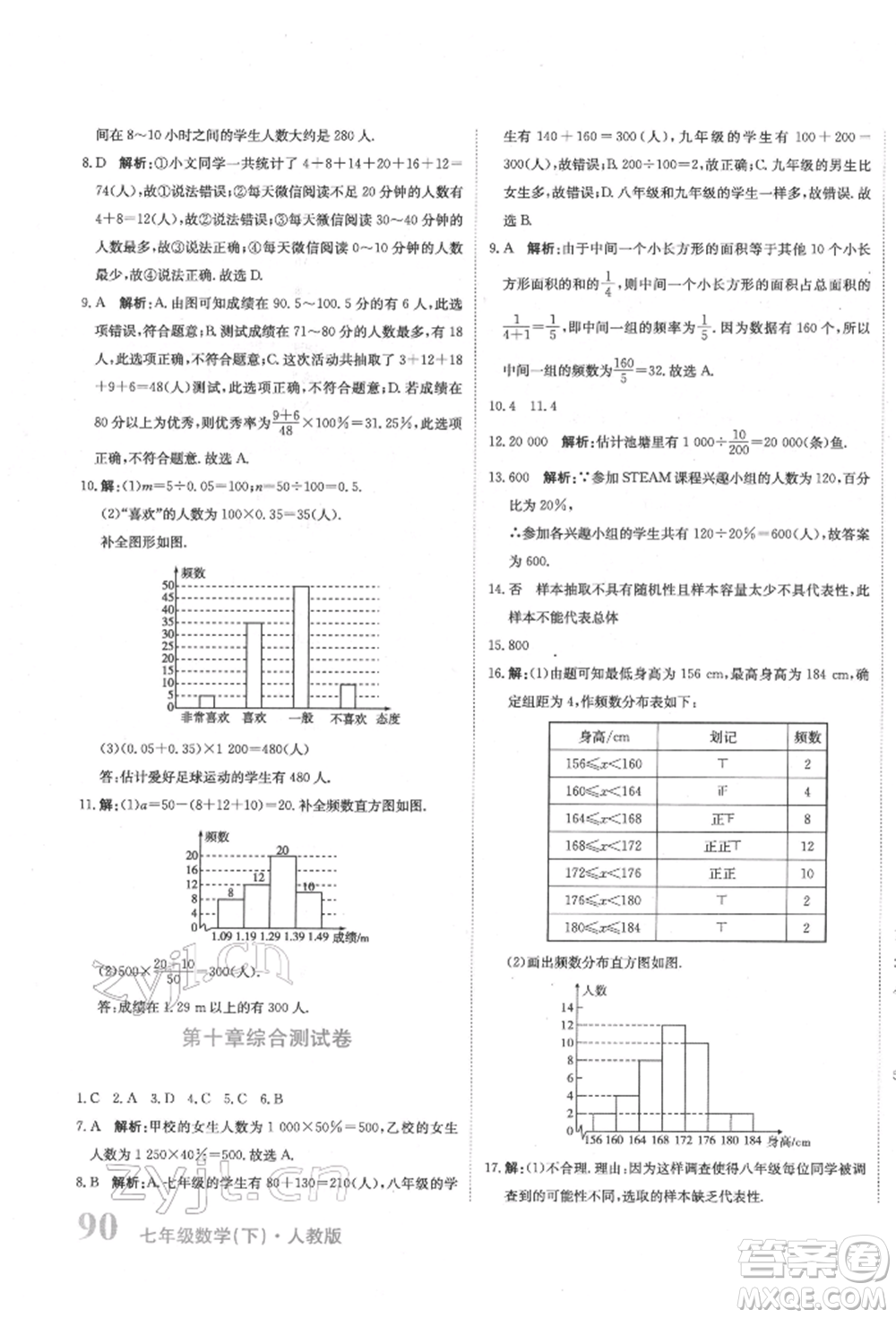 北京教育出版社2022提分教練優(yōu)學導練測試卷七年級下冊數(shù)學人教版參考答案