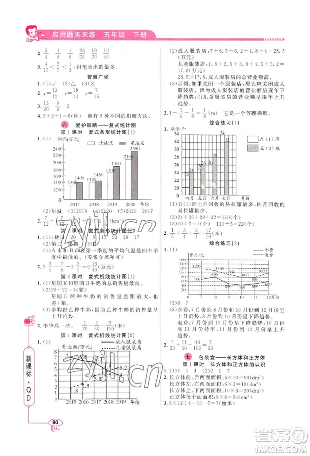 山東畫報(bào)出版社2022應(yīng)用題天天練五年級(jí)下冊(cè)數(shù)學(xué)青島版參考答案