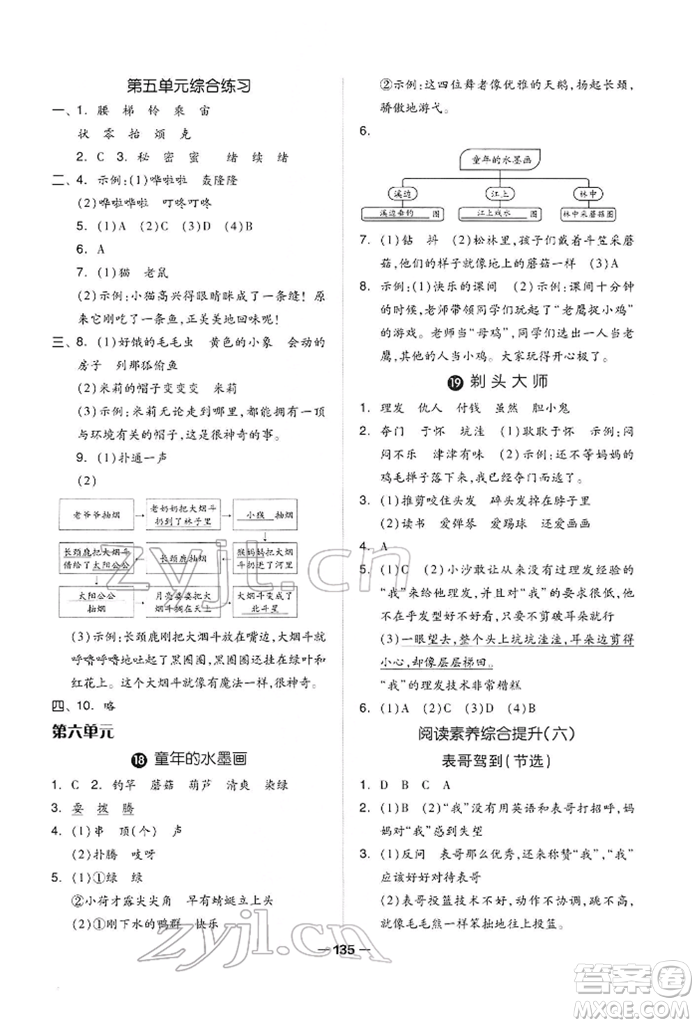 山東科學(xué)技術(shù)出版社2022新思維伴你學(xué)三年級下冊語文人教版參考答案