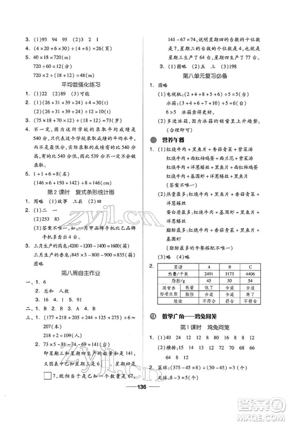 山東科學(xué)技術(shù)出版社2022新思維伴你學(xué)四年級(jí)下冊(cè)數(shù)學(xué)人教版參考答案