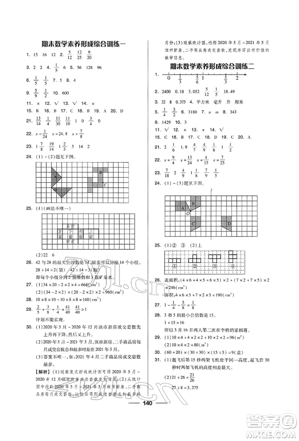 山東科學(xué)技術(shù)出版社2023新思維伴你學(xué)五年級(jí)數(shù)學(xué)下冊(cè)人教版答案