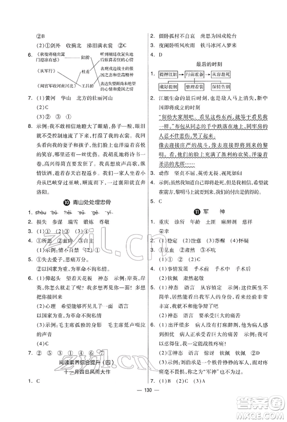 山東科學(xué)技術(shù)出版社2022新思維伴你學(xué)五年級下冊語文人教版參考答案