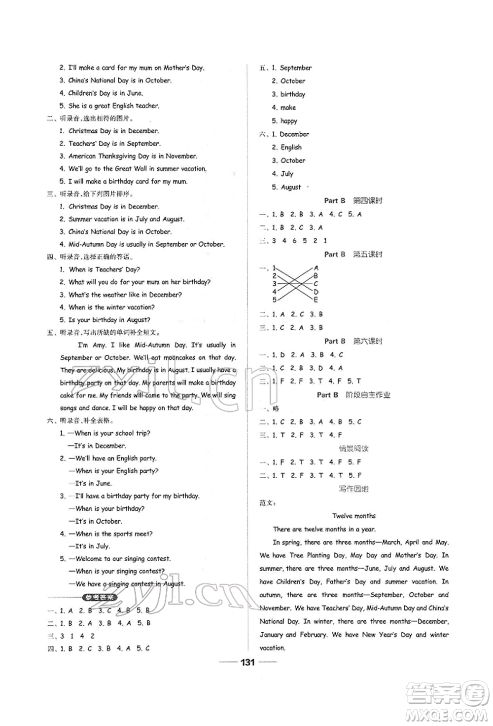 山東科學(xué)技術(shù)出版社2022新思維伴你學(xué)五年級下冊英語人教版參考答案