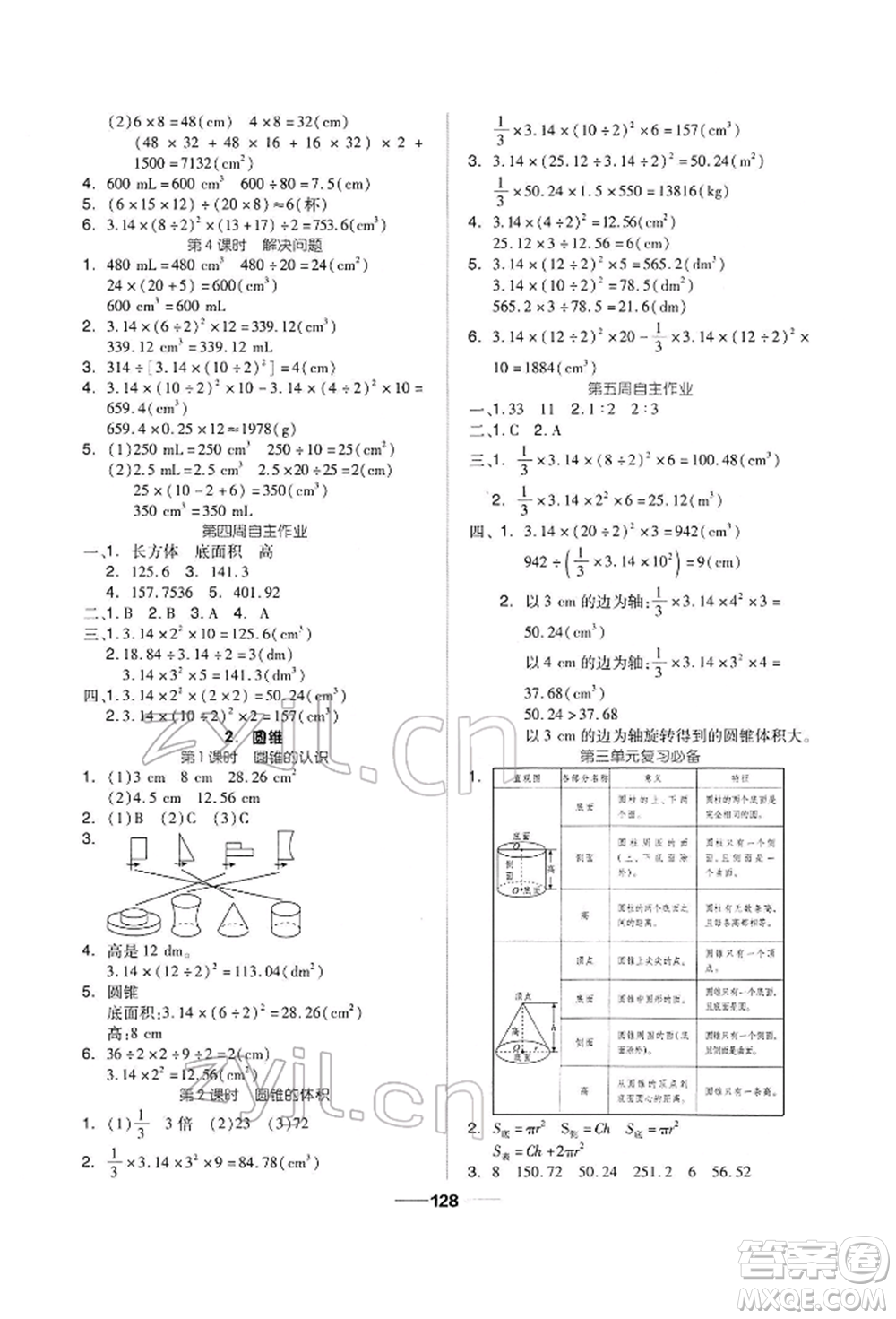 山東科學技術出版社2022新思維伴你學六年級下冊數(shù)學人教版參考答案