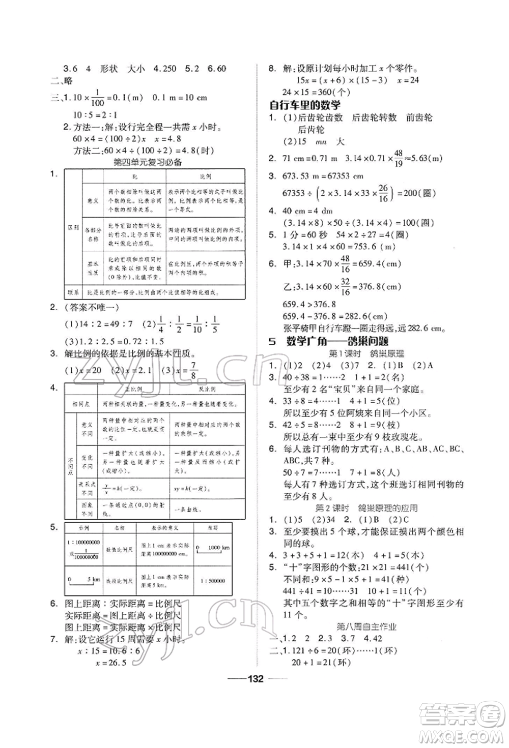 山東科學技術出版社2022新思維伴你學六年級下冊數(shù)學人教版參考答案