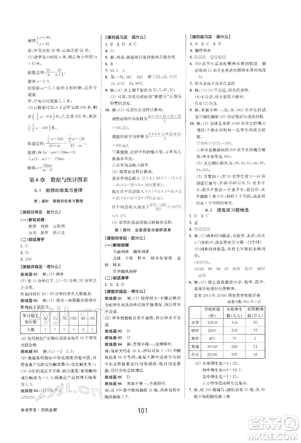 天津科學技術出版社2022初中新學案優(yōu)化與提高七年級下冊數(shù)學A浙教版參考答案