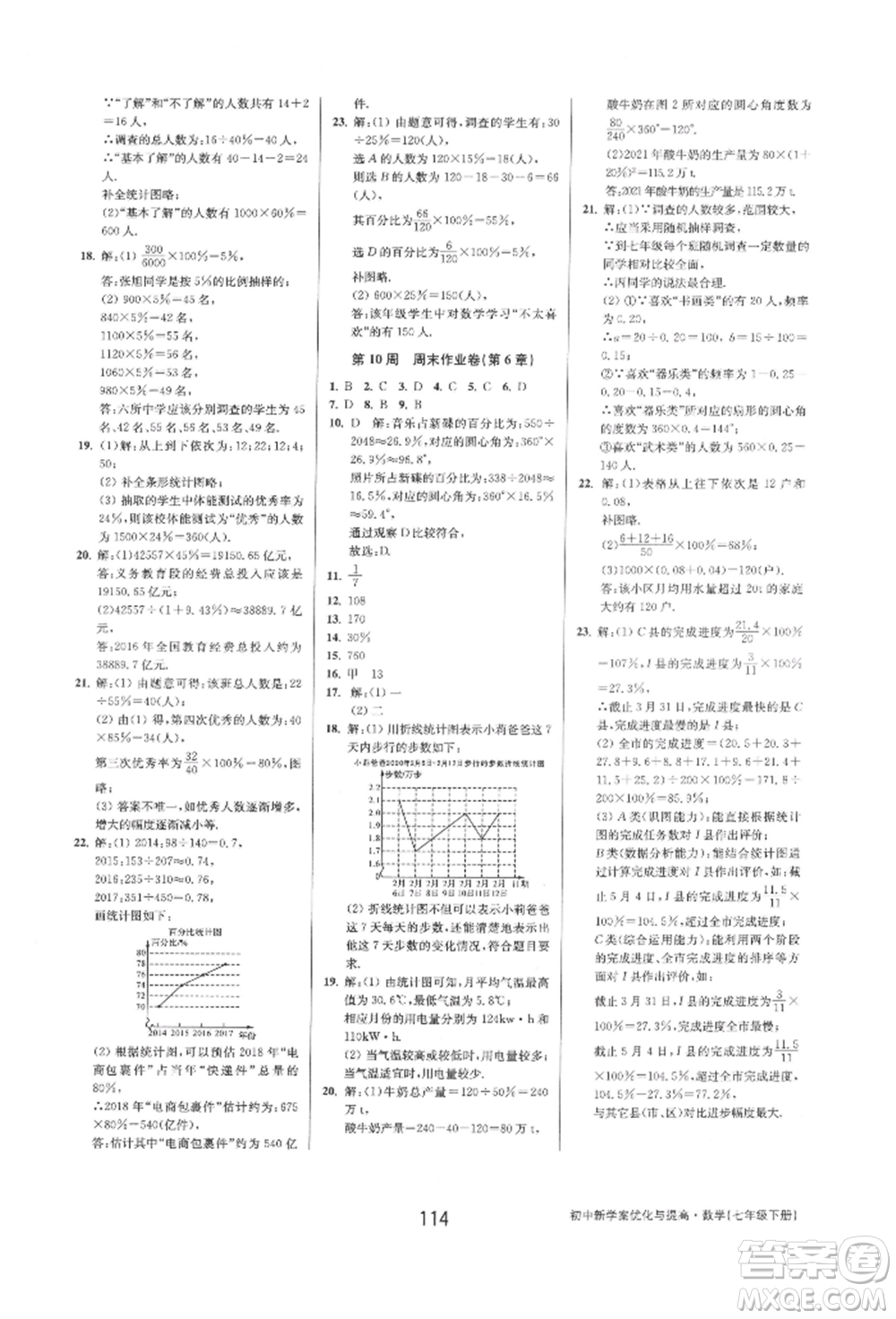 天津科學技術出版社2022初中新學案優(yōu)化與提高七年級下冊數(shù)學A浙教版參考答案