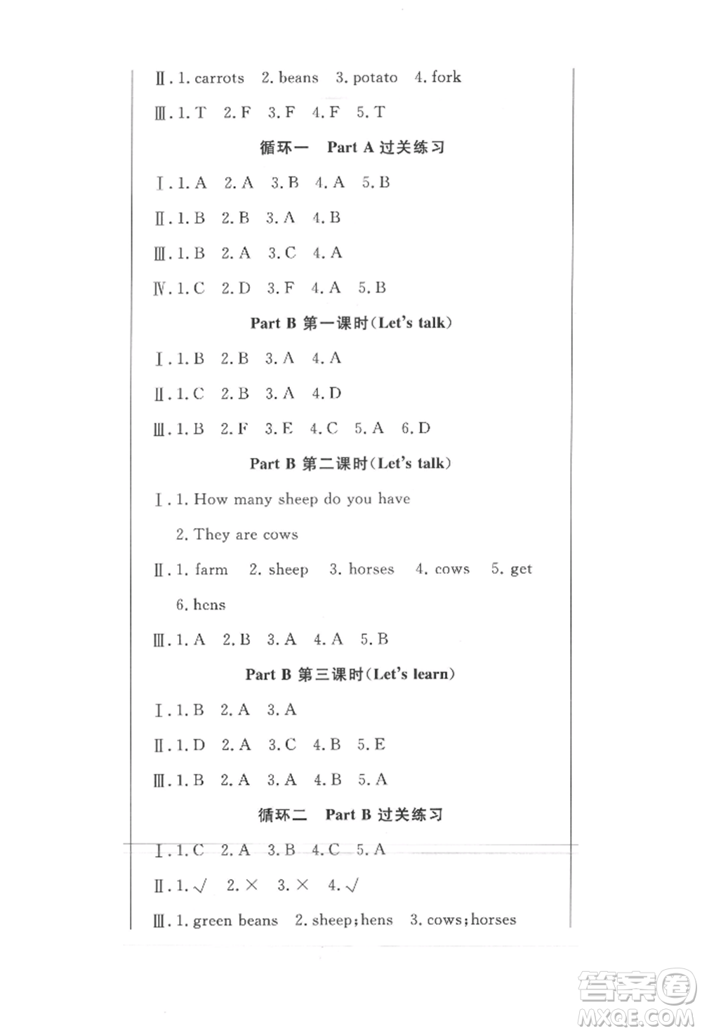 西安出版社2022狀元坊全程突破導練測四年級下冊英語人教版東莞專版參考答案