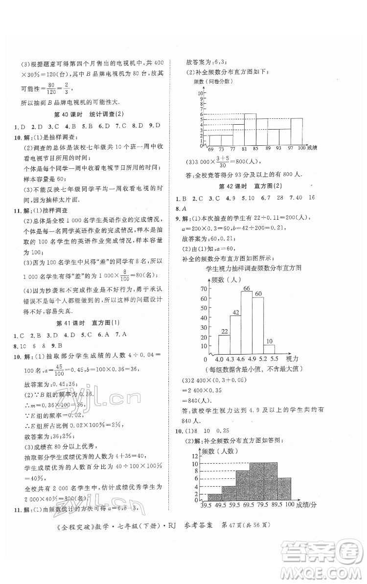 延邊大學(xué)出版社2022全程突破七年級(jí)下冊(cè)數(shù)學(xué)人教版答案