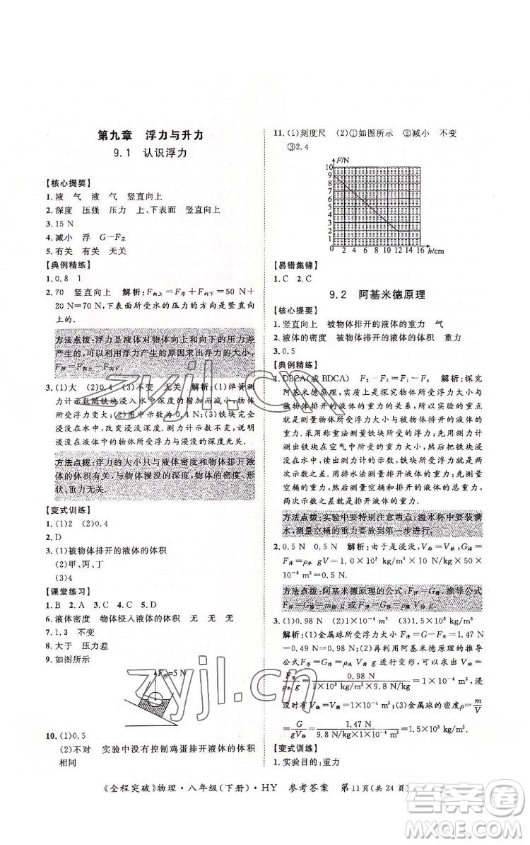 延邊大學出版社2022全程突破八年級下冊物理滬粵版答案