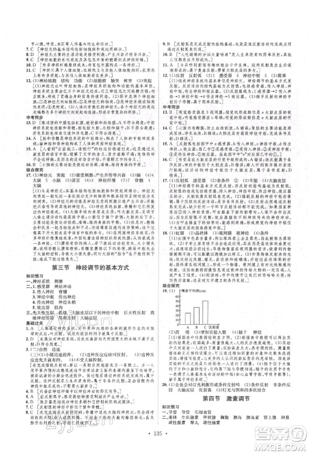 方圓電子音像出版社2022思路教練同步課時作業(yè)七年級下冊生物人教版參考答案