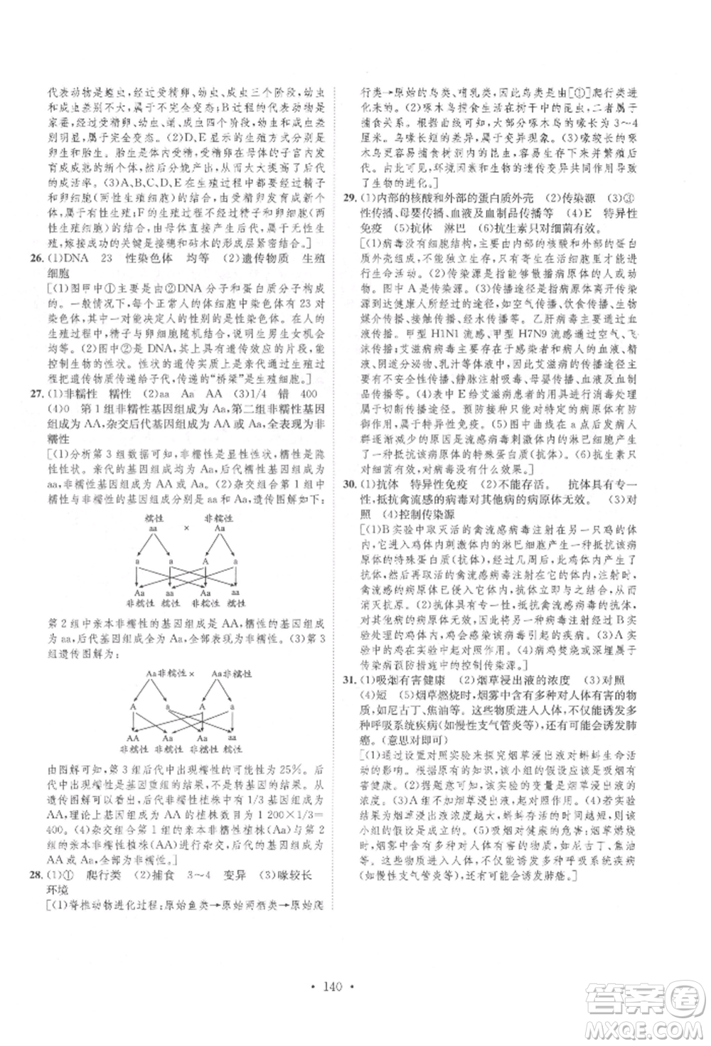 方圓電子音像出版社2022思路教練同步課時(shí)作業(yè)八年級(jí)下冊(cè)生物人教版參考答案