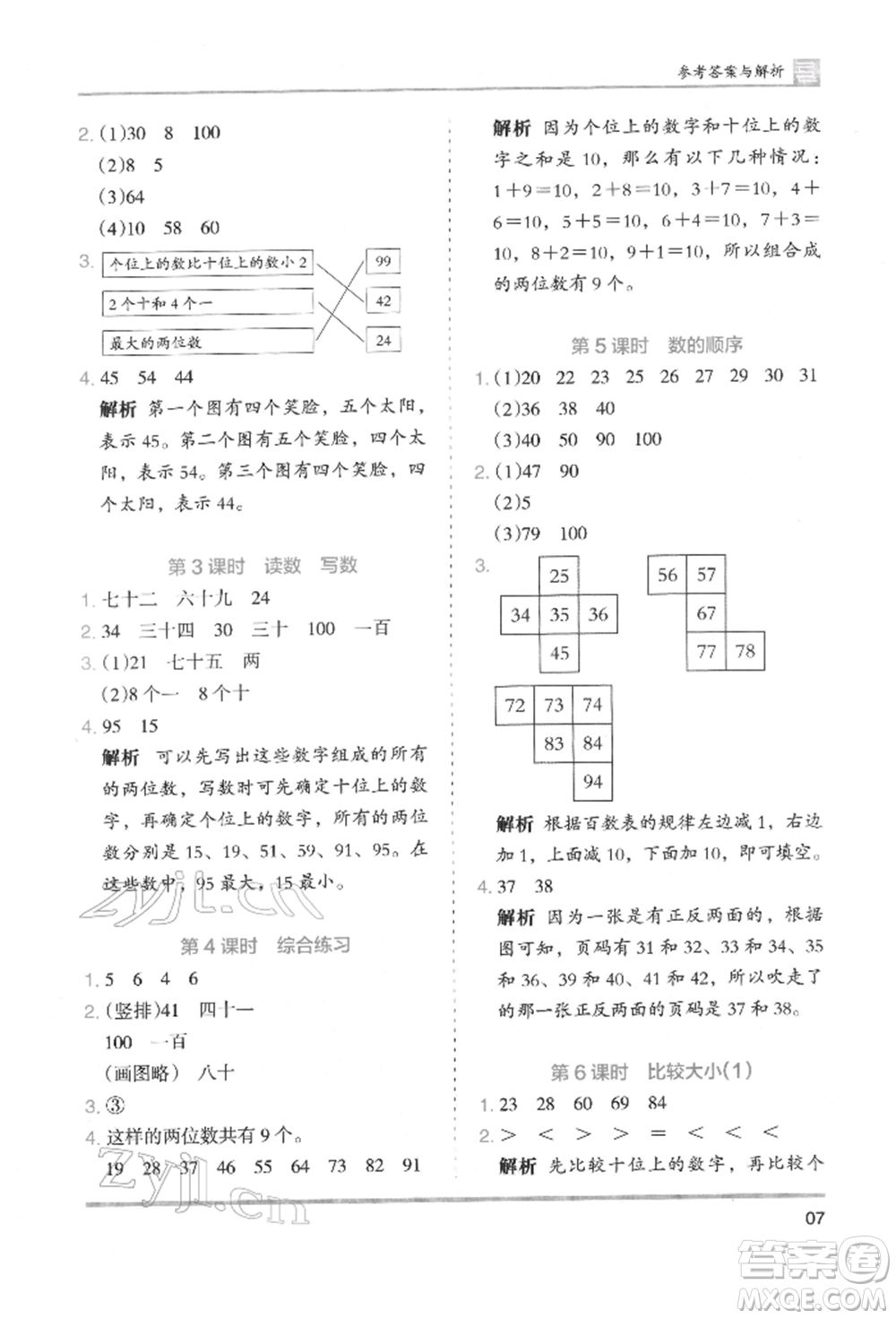 湖南師范大學(xué)出版社2022木頭馬分層課課練一年級(jí)下冊(cè)數(shù)學(xué)人教版參考答案