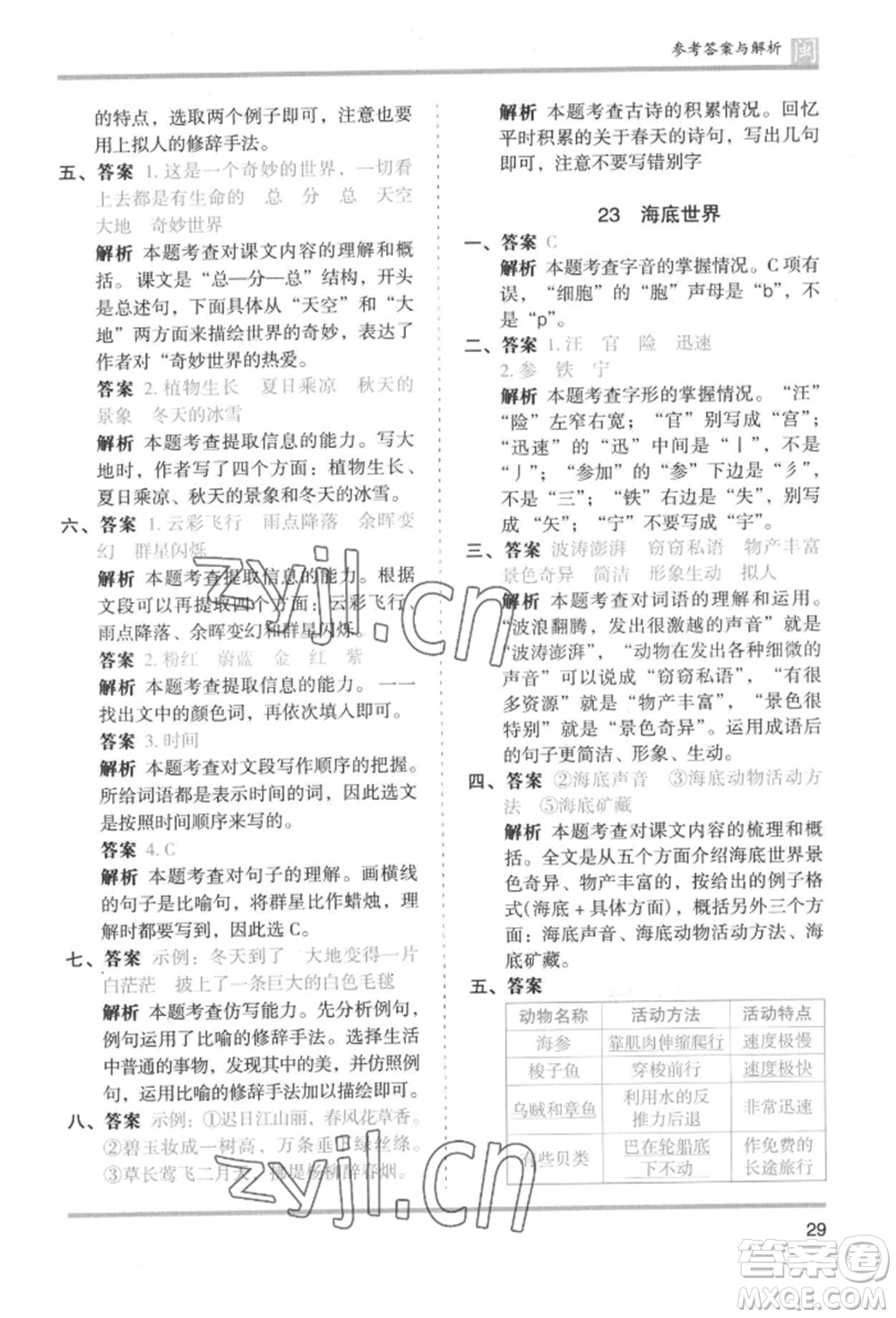 鷺江出版社2022木頭馬分層課課練三年級(jí)下冊(cè)語(yǔ)文人教版福建專(zhuān)版參考答案