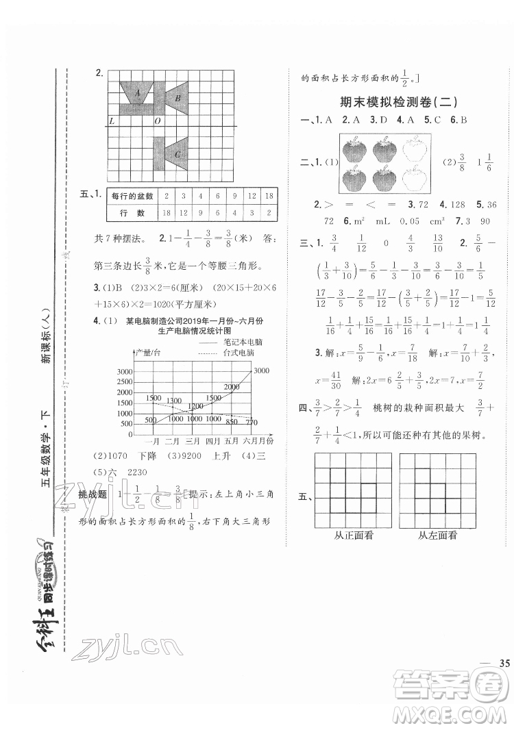 吉林人民出版社2022全科王同步課時練習(xí)數(shù)學(xué)五年級下冊新課標(biāo)人教版答案