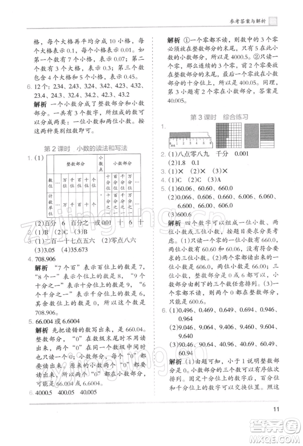 湖南師范大學(xué)出版社2022木頭馬分層課課練四年級(jí)下冊(cè)數(shù)學(xué)人教版浙江專版參考答案