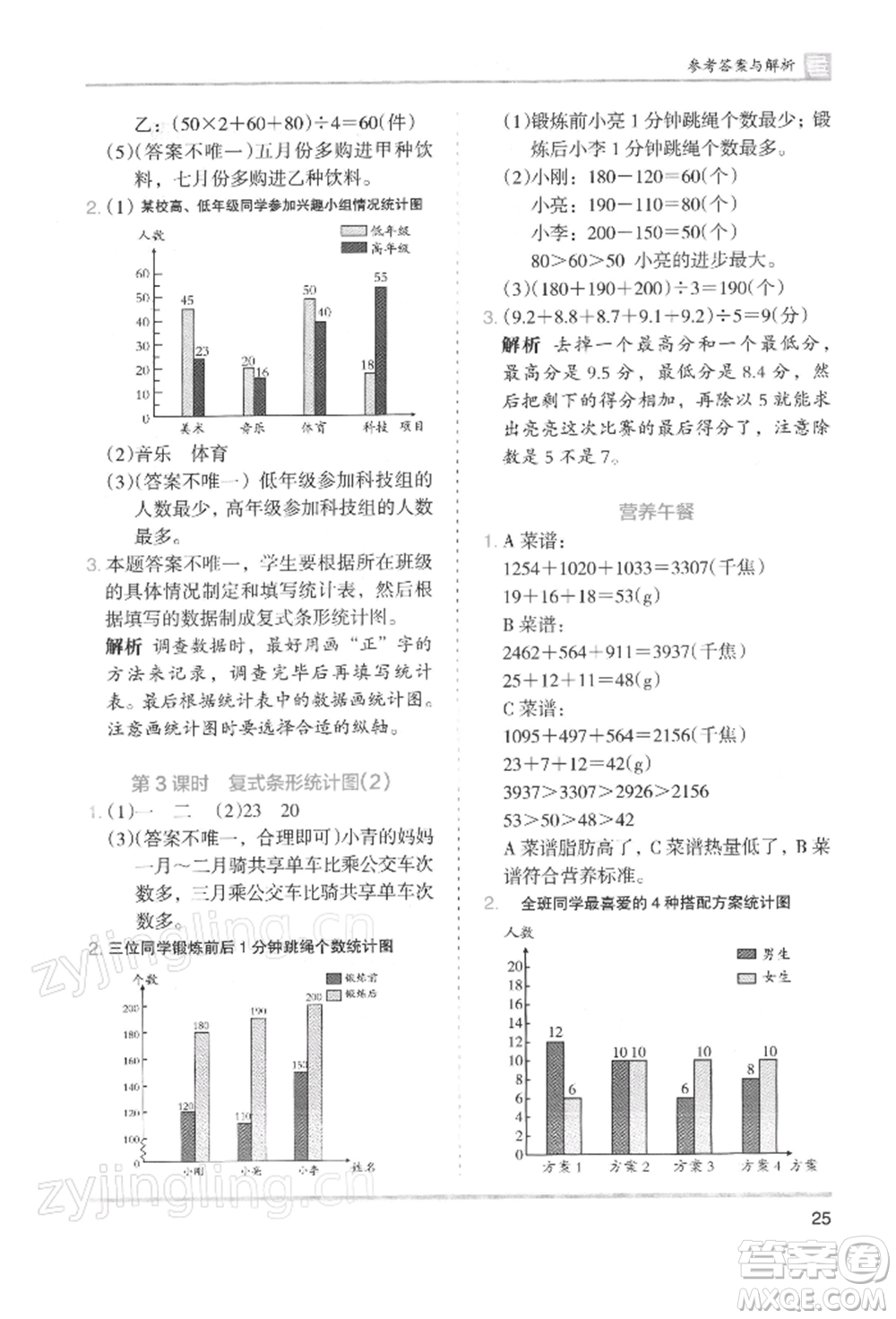 湖南師范大學(xué)出版社2022木頭馬分層課課練四年級(jí)下冊(cè)數(shù)學(xué)人教版浙江專版參考答案