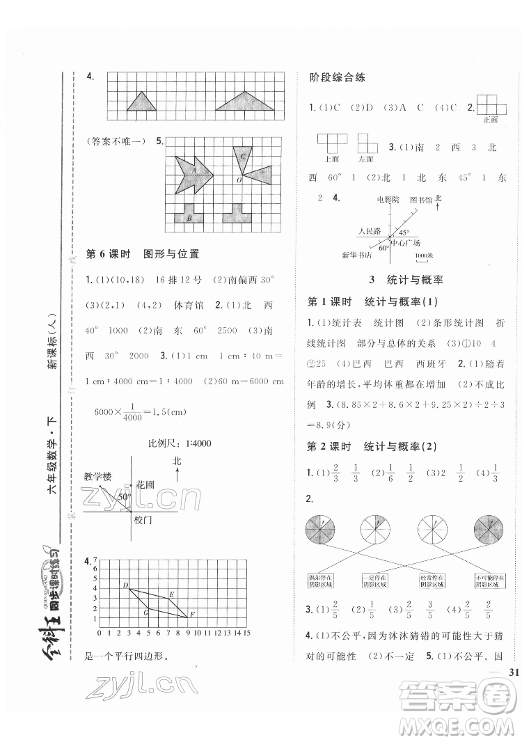 吉林人民出版社2022全科王同步課時(shí)練習(xí)數(shù)學(xué)六年級(jí)下冊(cè)新課標(biāo)人教版答案