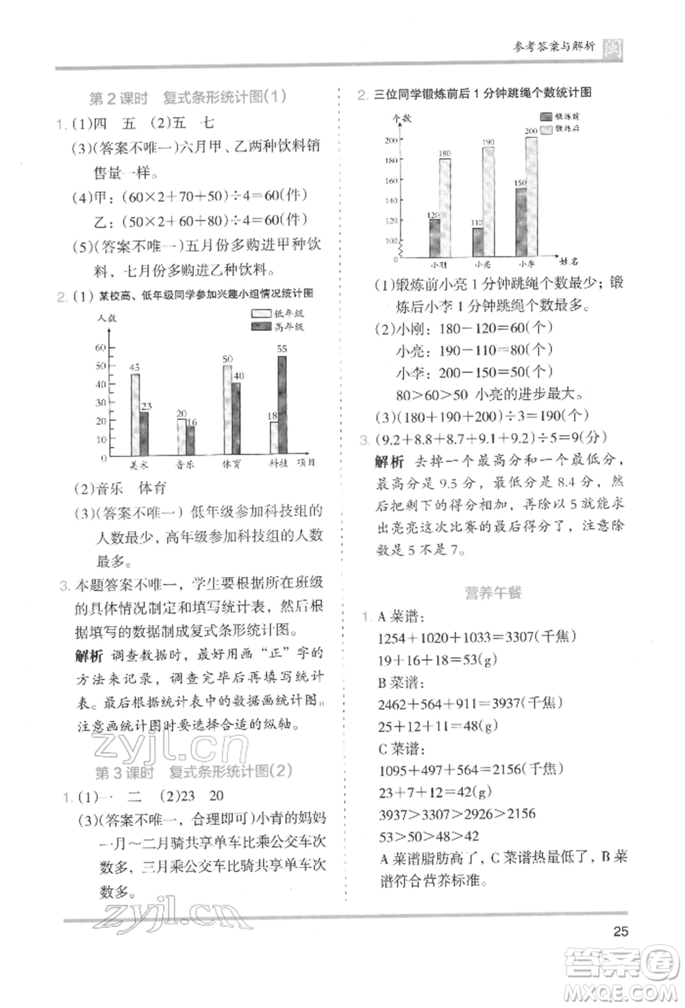 鷺江出版社2022木頭馬分層課課練四年級(jí)下冊(cè)數(shù)學(xué)人教版福建專(zhuān)版參考答案