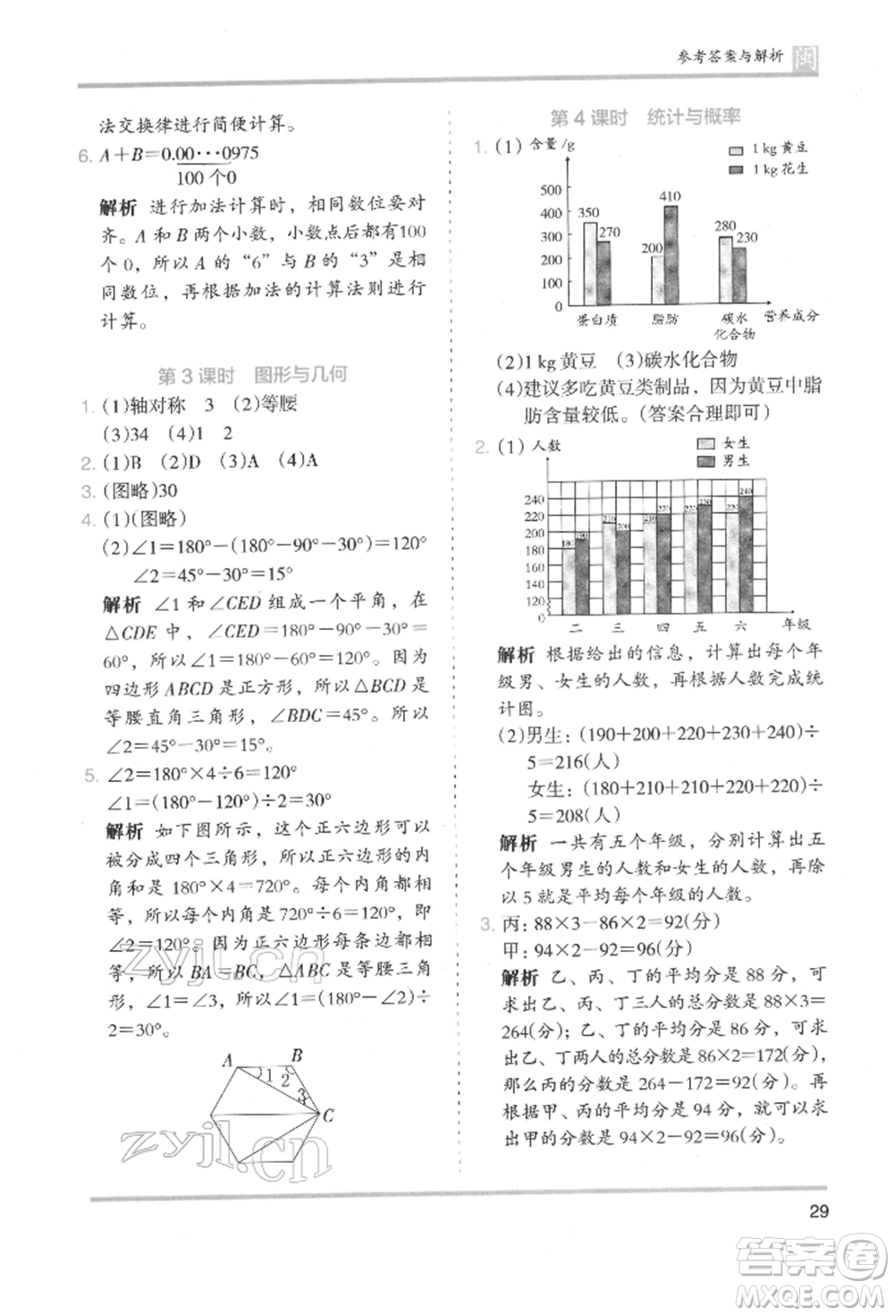 鷺江出版社2022木頭馬分層課課練四年級(jí)下冊(cè)數(shù)學(xué)人教版福建專(zhuān)版參考答案