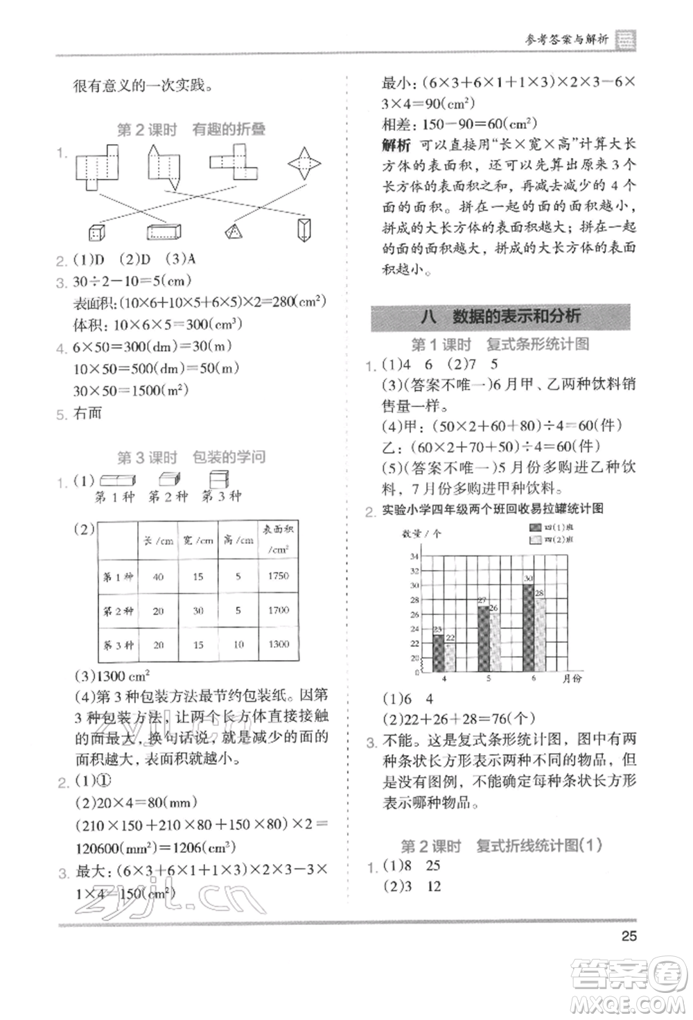 湖南師范大學(xué)出版社2022木頭馬分層課課練五年級(jí)下冊(cè)數(shù)學(xué)北師大版參考答案