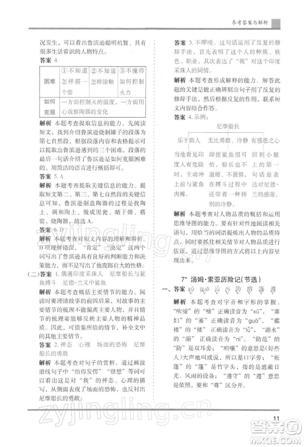 湖南師范大學(xué)出版社2022木頭馬分層課課練六年級下冊語文人教版浙江專版參考答案