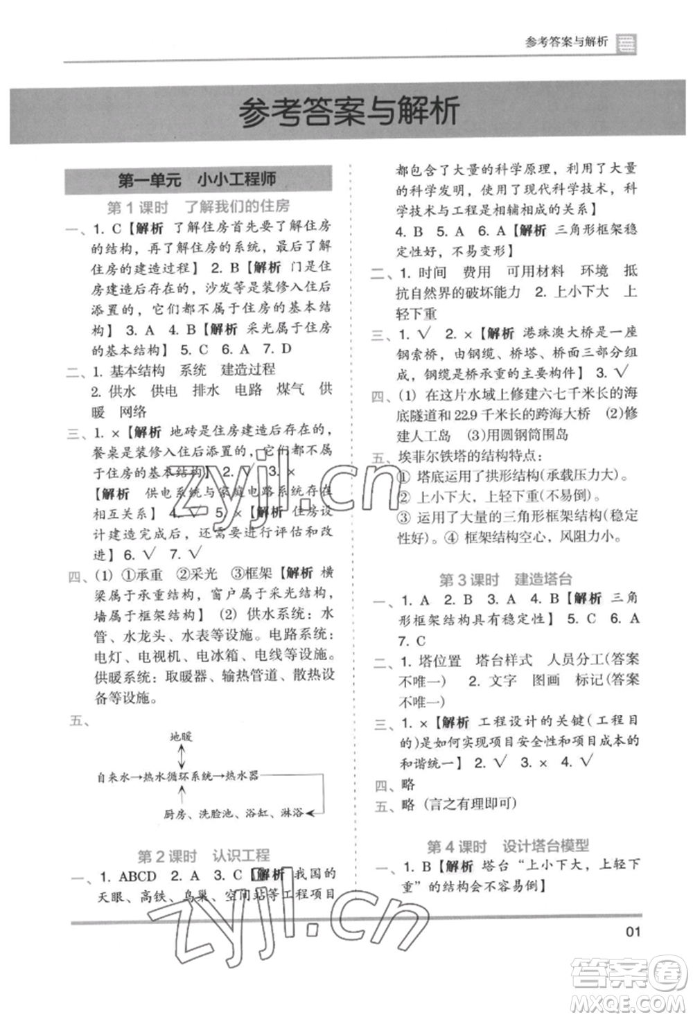 湖南師范大學出版社2022木頭馬分層課課練六年級下冊科學教科版參考答案