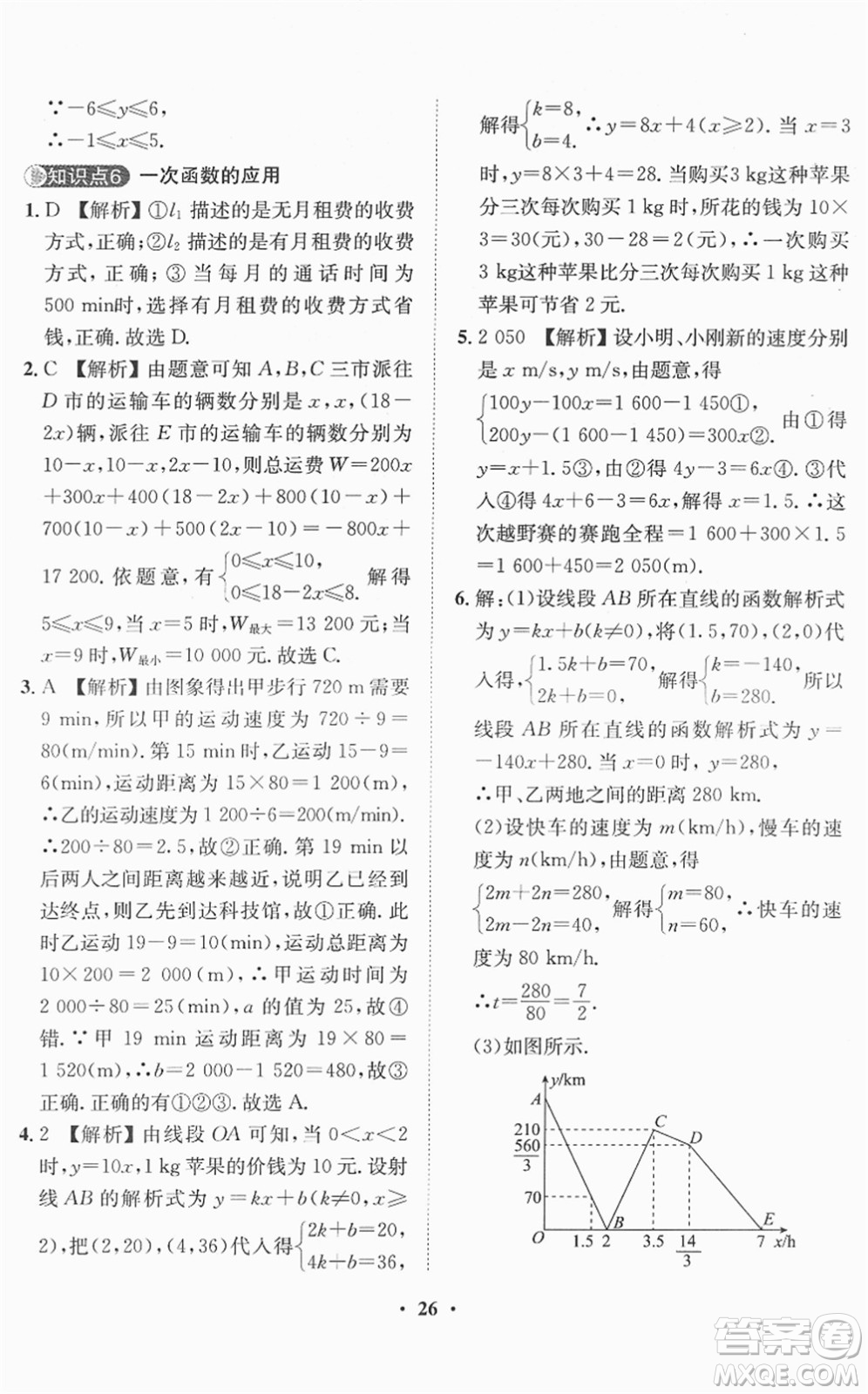 山東畫報(bào)出版社2022一課三練單元測(cè)試八年級(jí)數(shù)學(xué)下冊(cè)RJ人教版答案