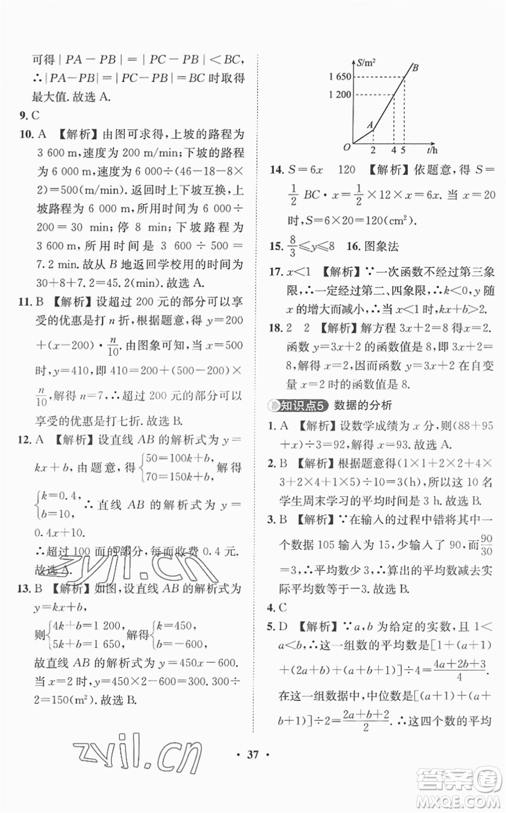 山東畫報(bào)出版社2022一課三練單元測(cè)試八年級(jí)數(shù)學(xué)下冊(cè)RJ人教版答案