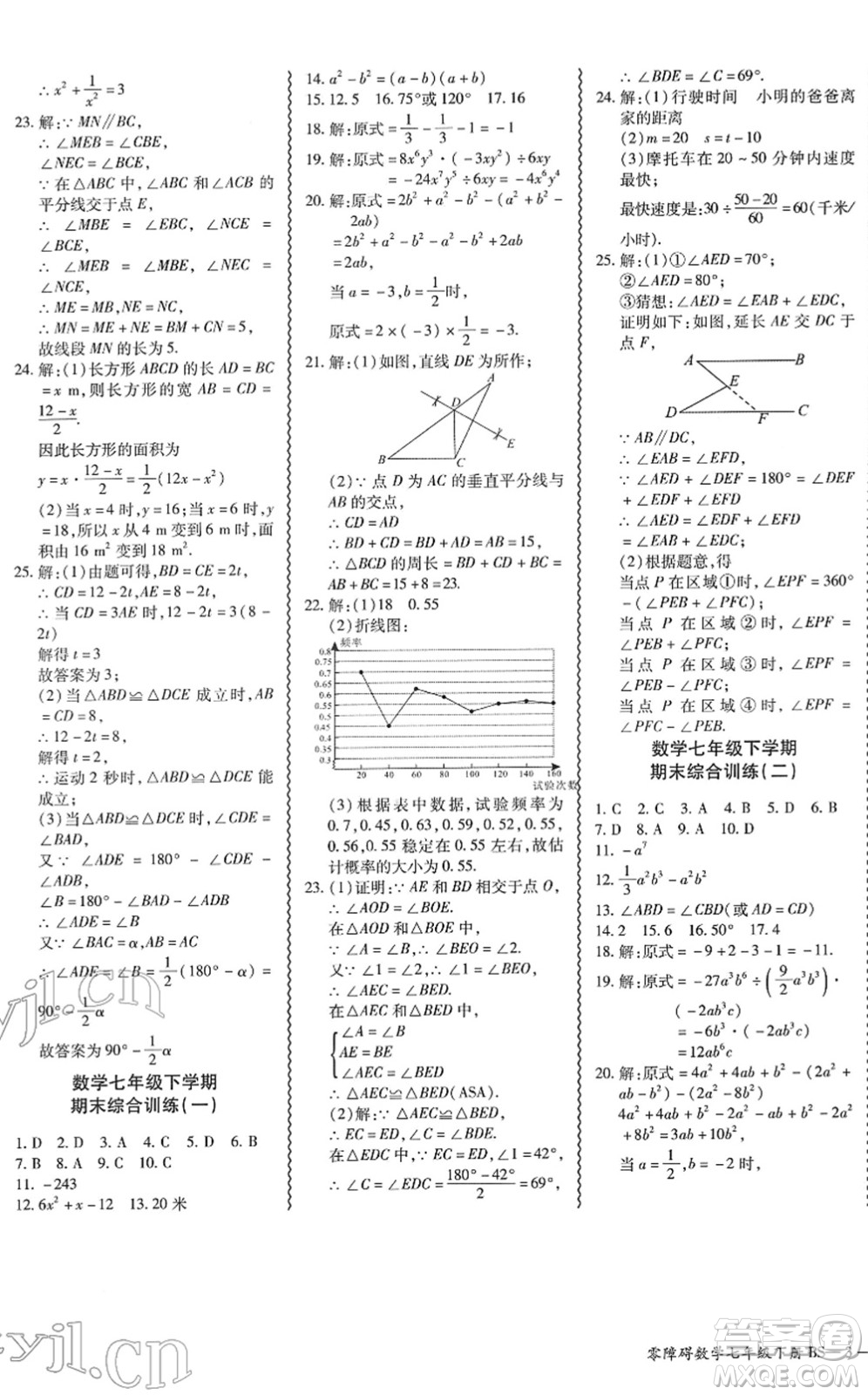 電子科技大學(xué)出版社2022零障礙導(dǎo)教導(dǎo)學(xué)案七年級(jí)數(shù)學(xué)下冊(cè)BSSX北師版答案