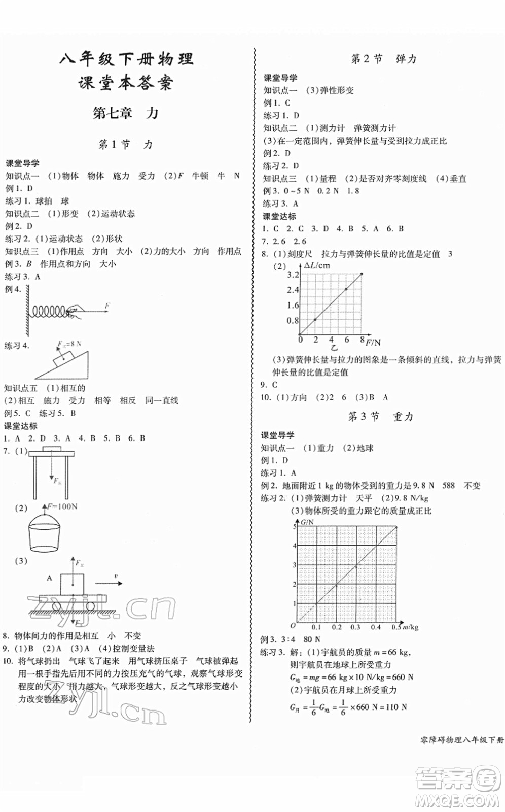 電子科技大學(xué)出版社2022零障礙導(dǎo)教導(dǎo)學(xué)案八年級物理下冊RJWL人教版答案