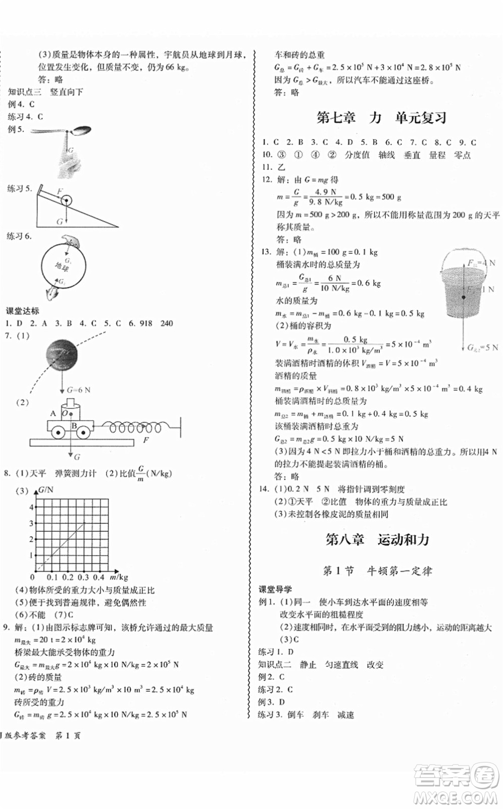 電子科技大學(xué)出版社2022零障礙導(dǎo)教導(dǎo)學(xué)案八年級物理下冊RJWL人教版答案