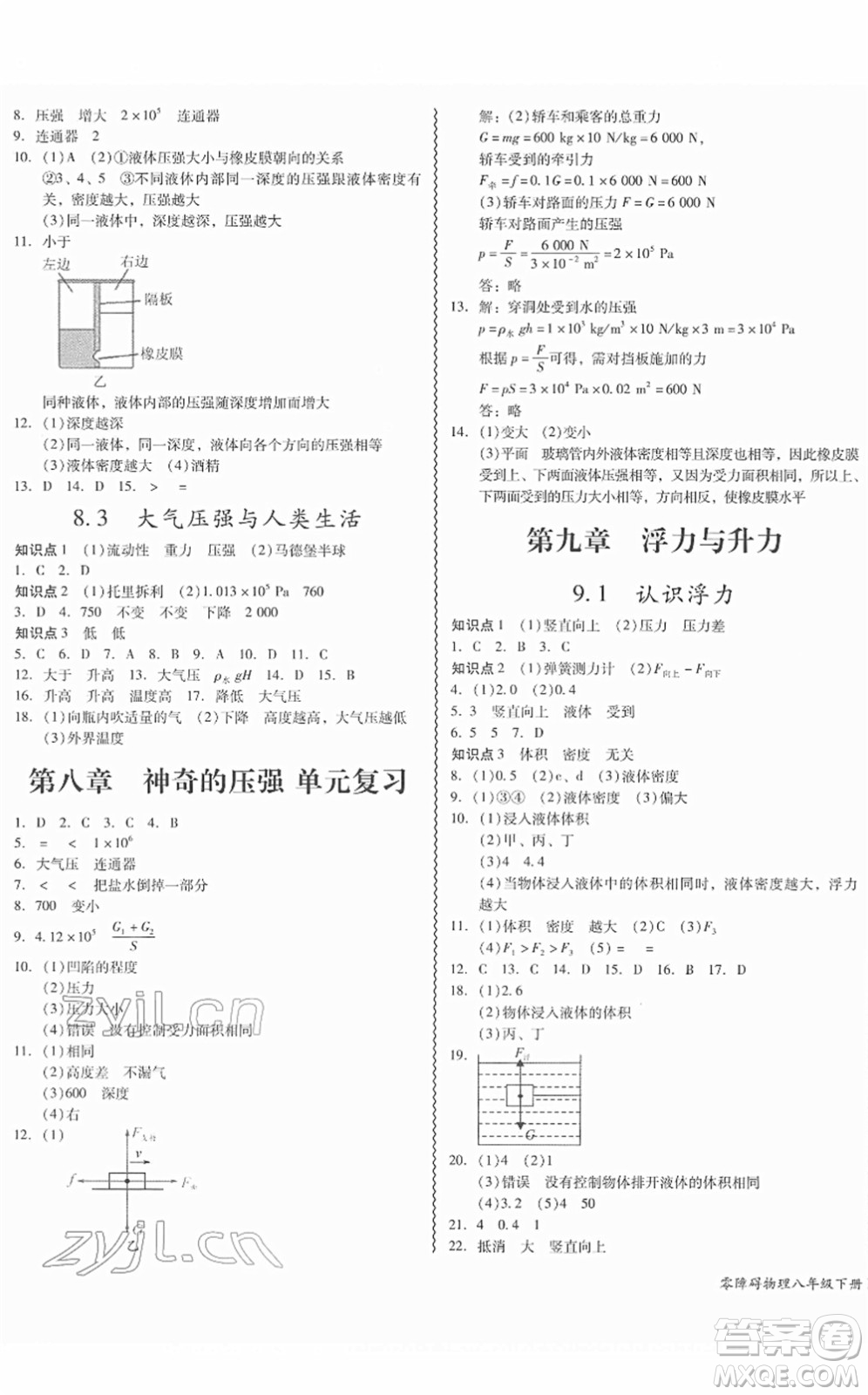 華南理工大學(xué)出版社2022零障礙導(dǎo)教導(dǎo)學(xué)案八年級(jí)物理下冊(cè)HYWL滬粵版答案