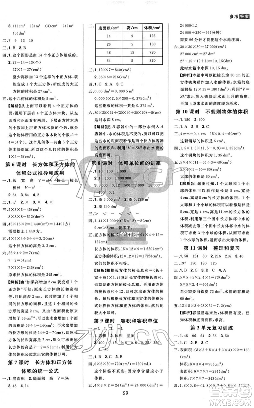 江西美術(shù)出版社2022龍門之星五年級數(shù)學下冊RJ人教版答案