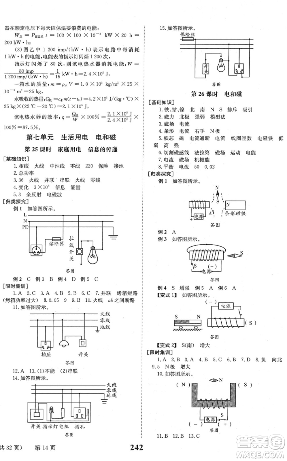 北京時代華文書局2022全程奪冠中考突破九年級物理JYKX教育科學(xué)版答案