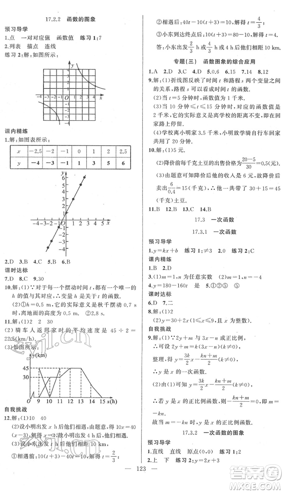 新疆青少年出版社2022黃岡金牌之路練闖考八年級數(shù)學(xué)下冊華師版答案