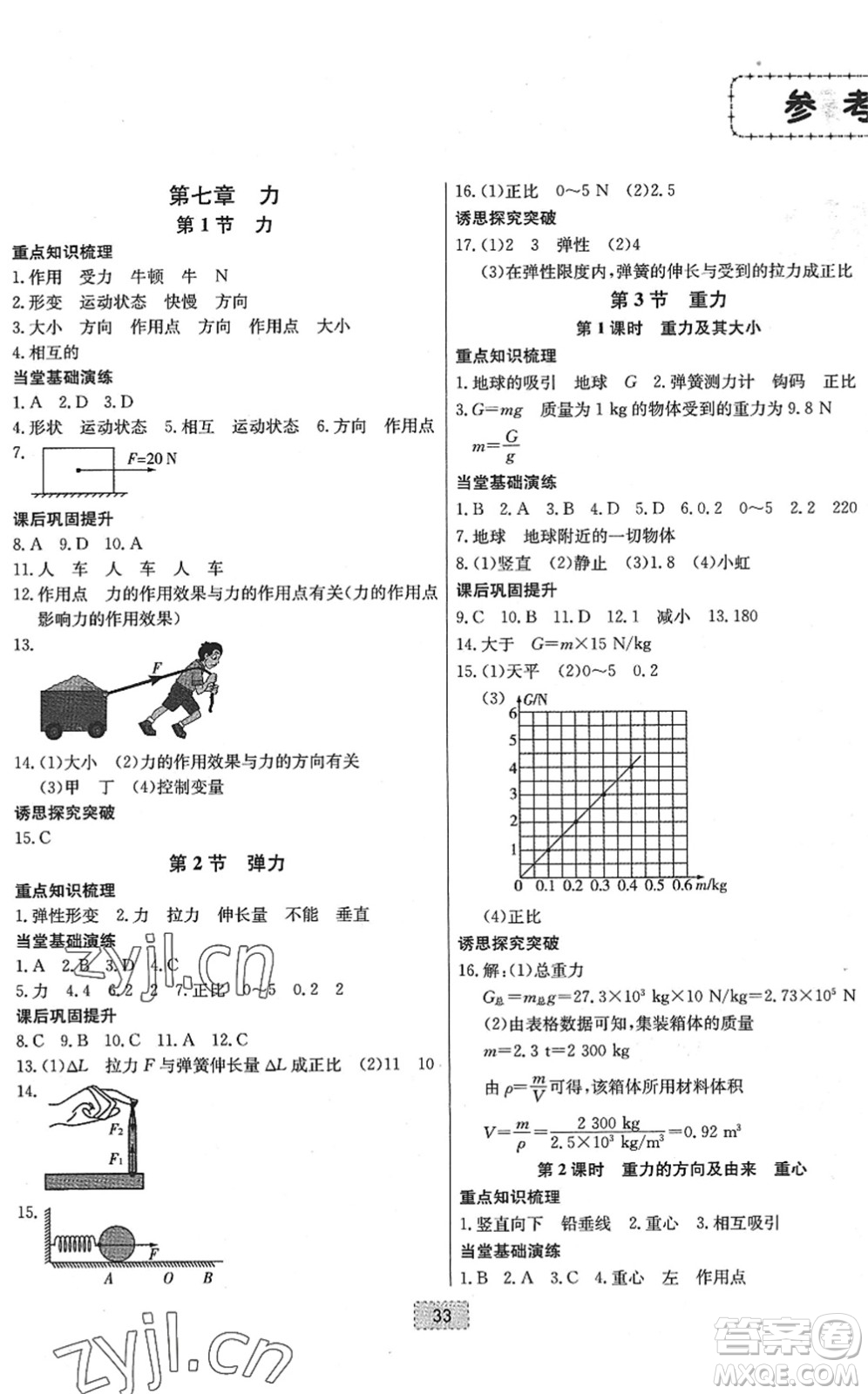 遼寧少年兒童出版社2022練重點(diǎn)八年級(jí)物理下冊(cè)RJ人教版河南專(zhuān)版答案