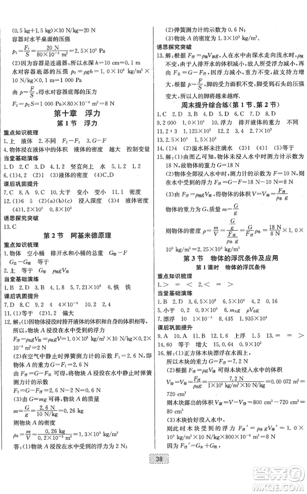 遼寧少年兒童出版社2022練重點(diǎn)八年級(jí)物理下冊(cè)RJ人教版河南專(zhuān)版答案