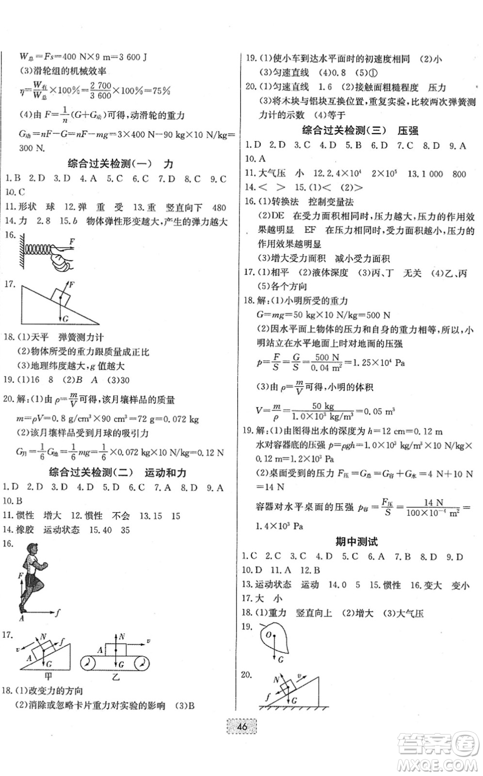 遼寧少年兒童出版社2022練重點(diǎn)八年級(jí)物理下冊(cè)RJ人教版河南專(zhuān)版答案