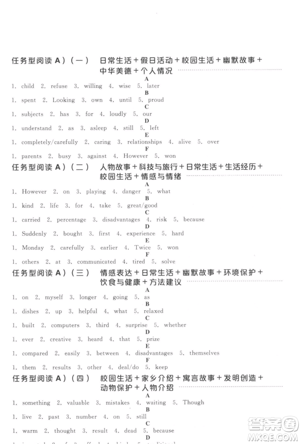 延邊教育出版社2022全品中考復(fù)習(xí)方案聽課手冊英語通用版徐州專版參考答案