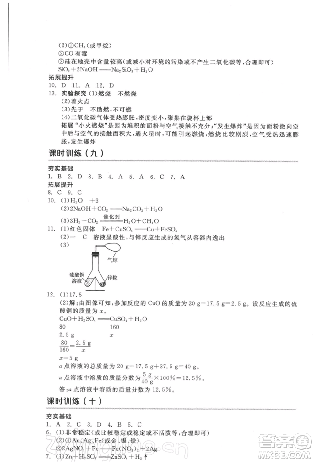 延邊教育出版社2022全品中考復(fù)習(xí)方案聽(tīng)課手冊(cè)化學(xué)通用版徐州專版參考答案