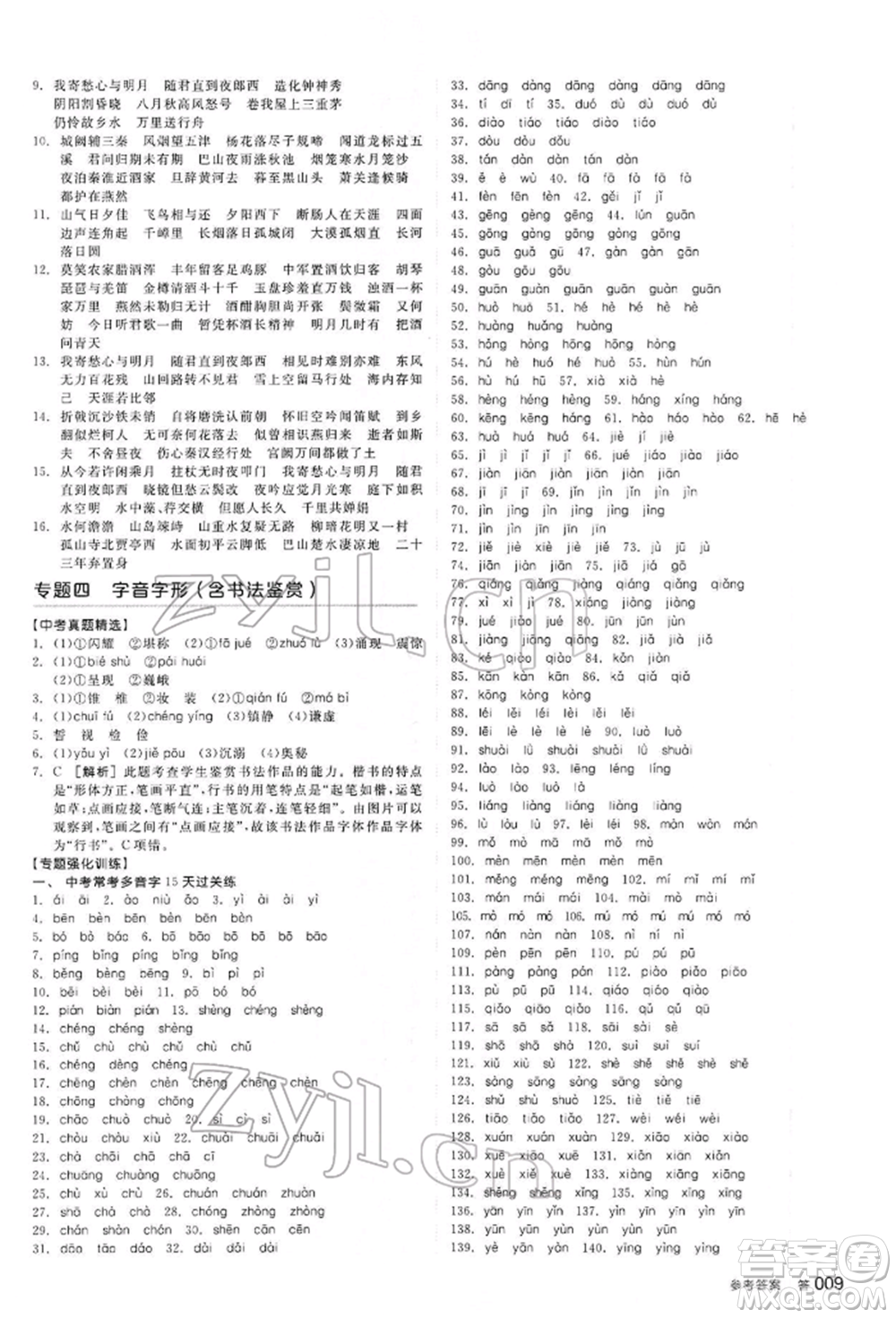 延邊教育出版社2022全品中考復(fù)習(xí)方案講解手冊(cè)語(yǔ)文人教版河北專版參考答案