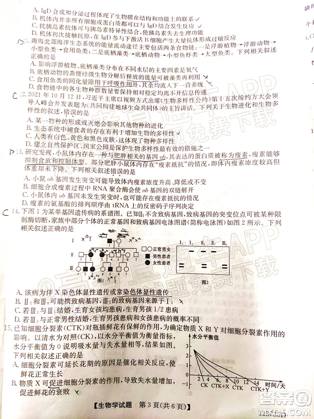 2022廣東高三5月聯(lián)考生物學(xué)試題及答案