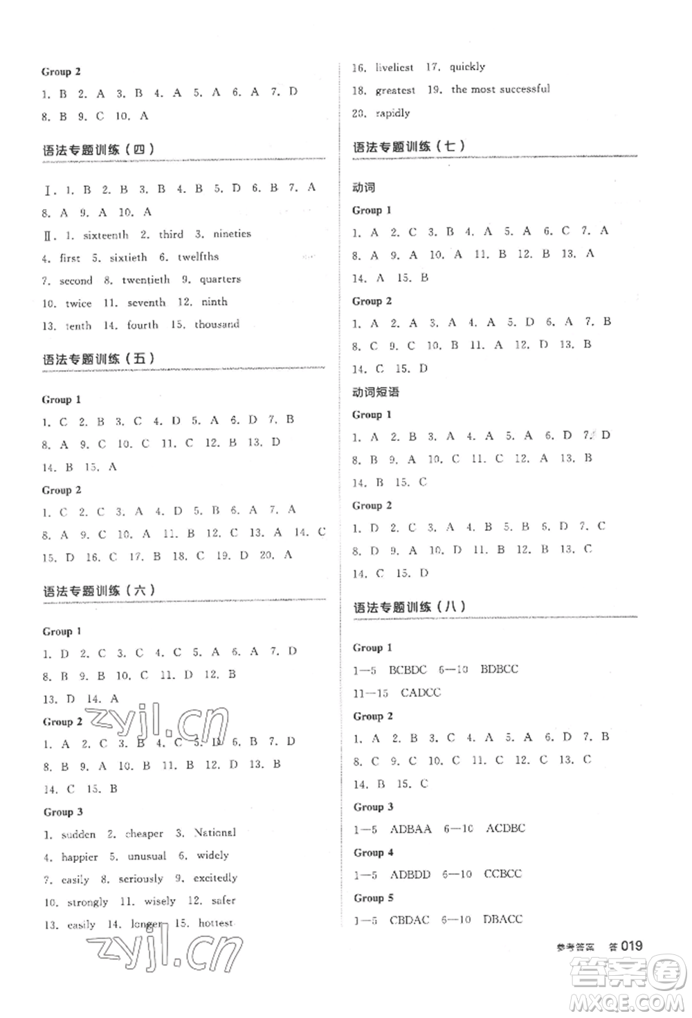 延邊教育出版社2022全品中考復(fù)習(xí)方案聽課手冊(cè)英語外研版內(nèi)蒙古專版參考答案