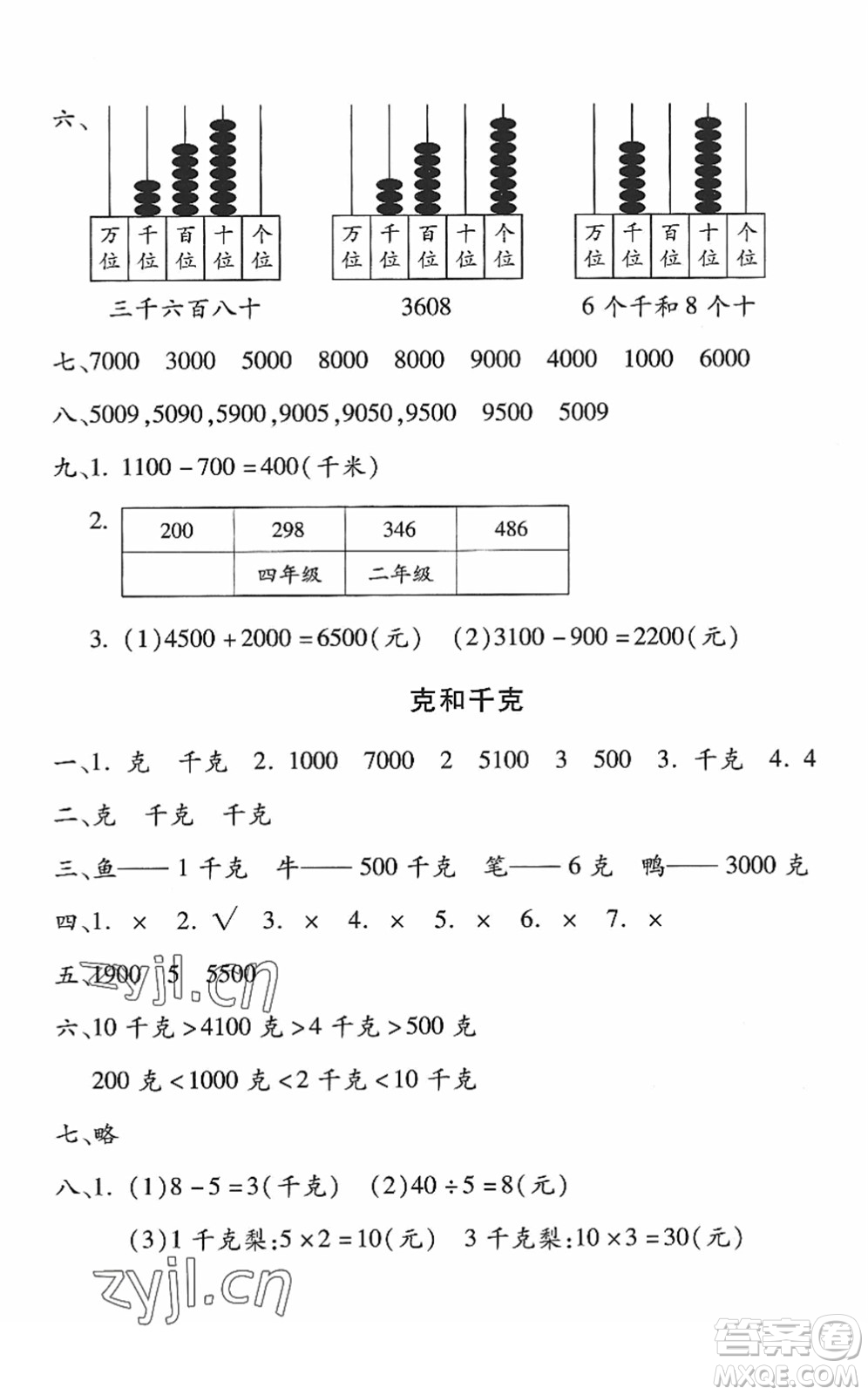 河北少年兒童出版社2022世超金典課時練測評試卷二年級數(shù)學(xué)下冊人教版答案