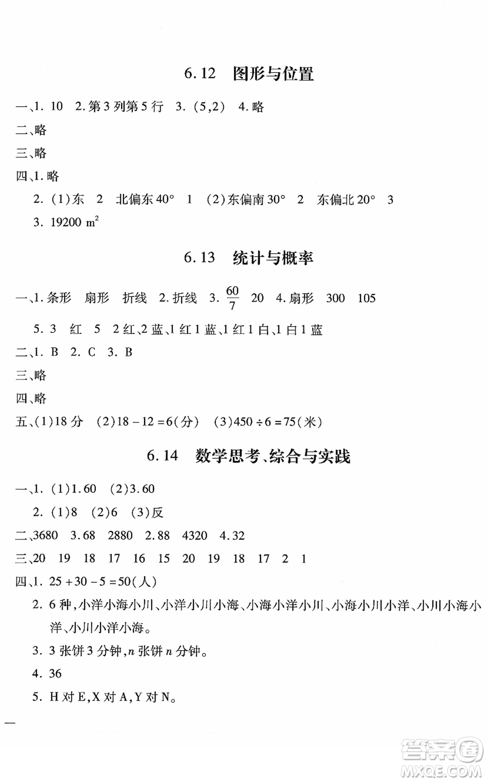 河北少年兒童出版社2022世超金典課時(shí)練測(cè)評(píng)試卷六年級(jí)數(shù)學(xué)下冊(cè)人教版答案