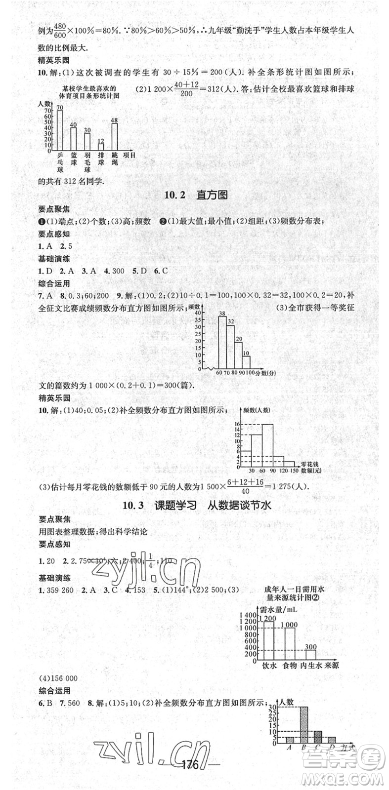 陽光出版社2022精英新課堂七年級數(shù)學下冊RJ人教版答案